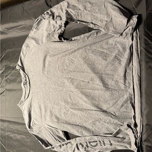 Calvin Klein Gray Heather Long Sleeve Shirt with Interior Logo